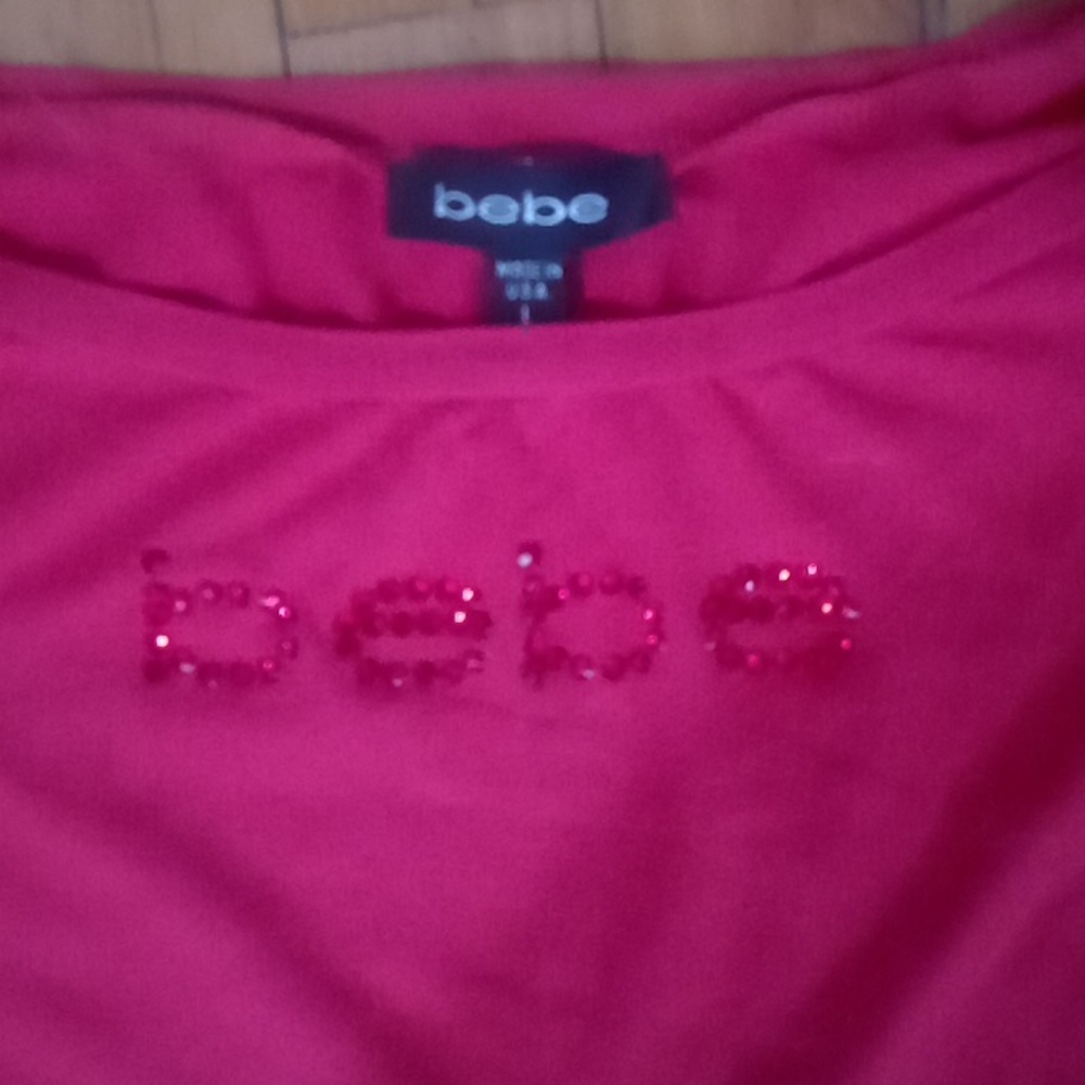 GUC bebe logo rhinestone top. Red Large - Picture 2 of 7